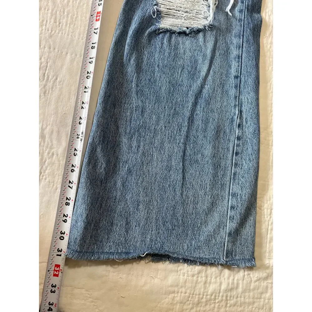 Vibrant MIU Jeans Womens 11 Stonewash High Rise Wide Flare Raw Hem Distressed